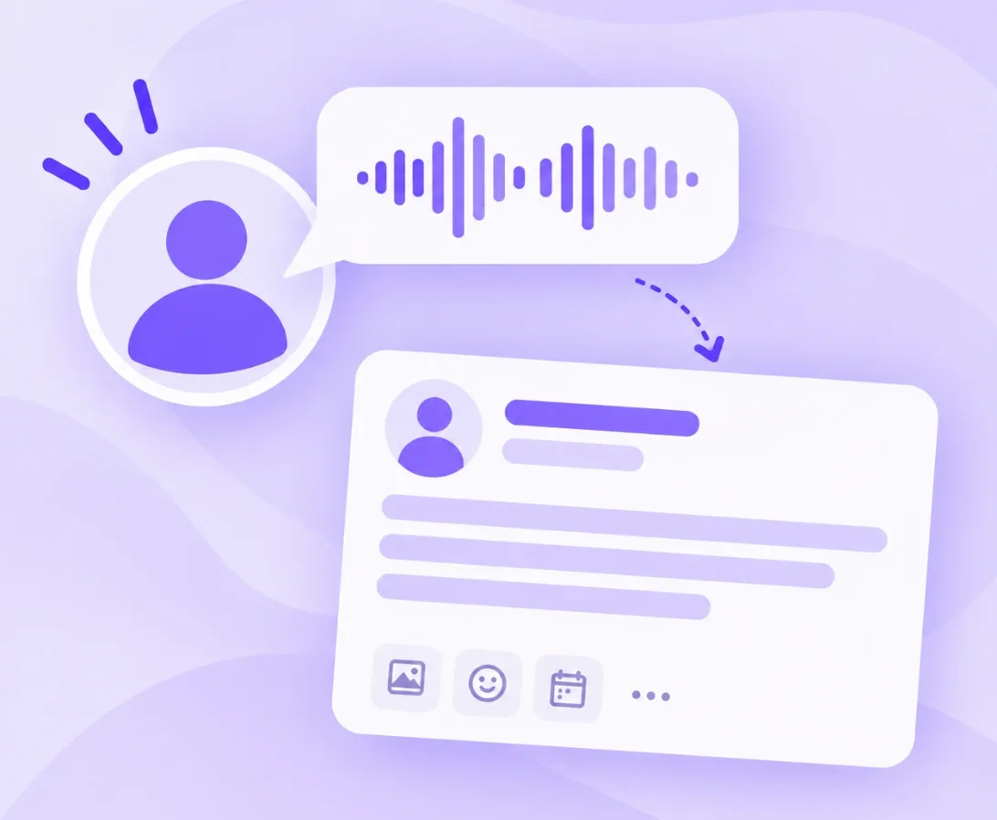 Illustration of a person speaking in their own voice, turned into a post