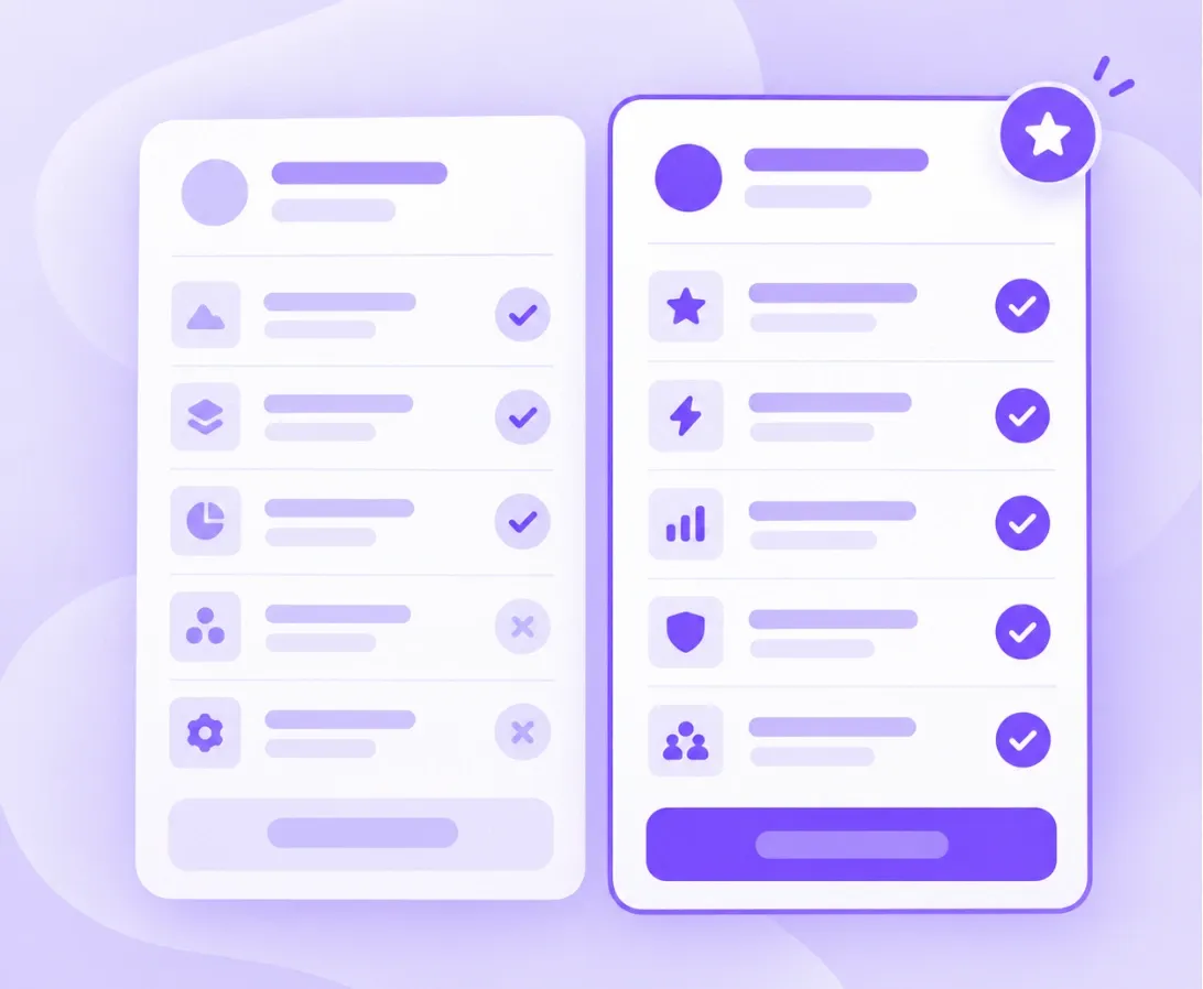 Illustration of two comparison columns with one option highlighted