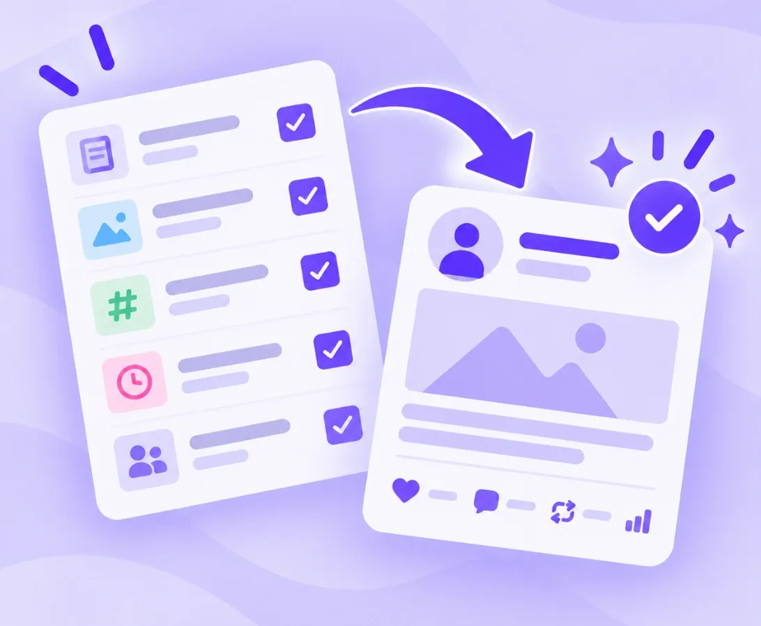 Illustration of a to-do list turning into a published post