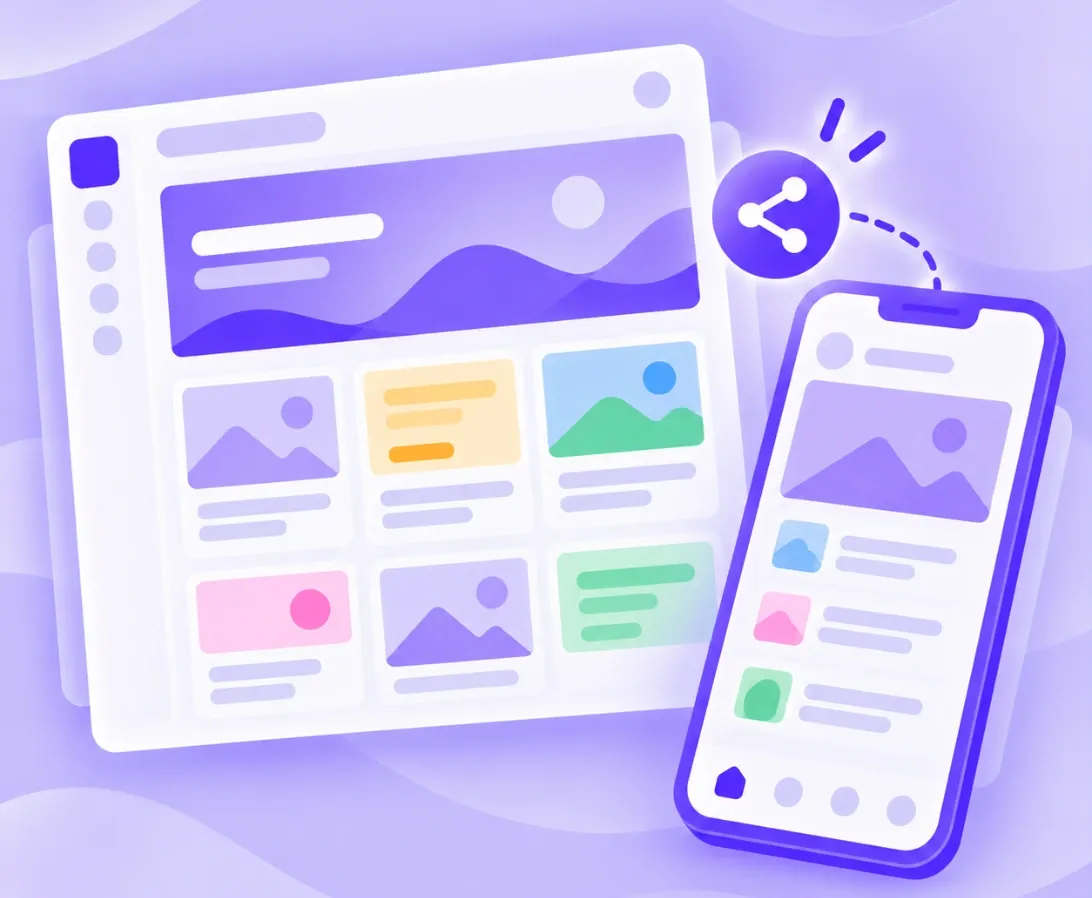 Illustration of an intranet homepage and an employee app