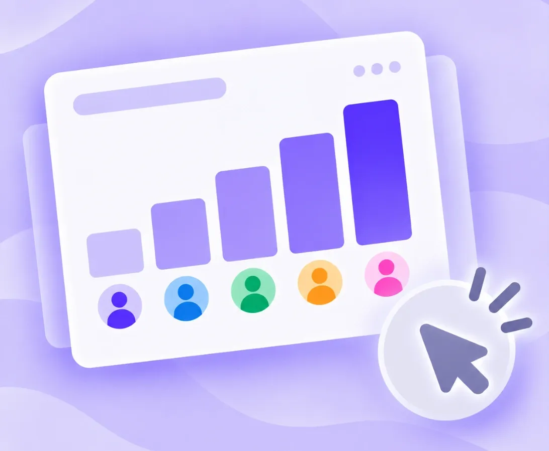Illustration of results reported by person, with click tracking greyed out
