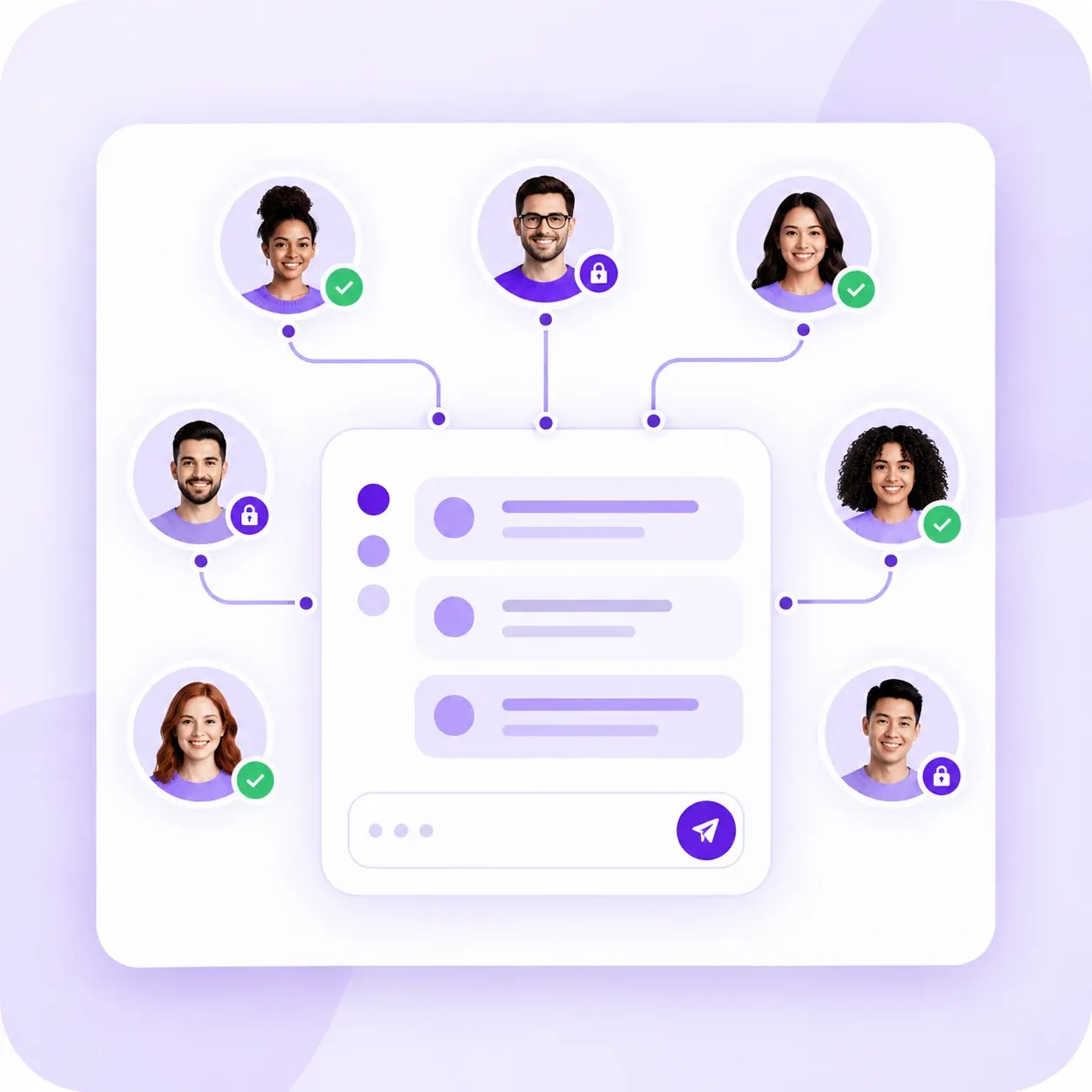 Separately connected team accounts working in a shared secure workspace