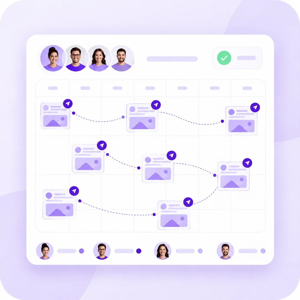 Team posts planned across a shared publishing calendar