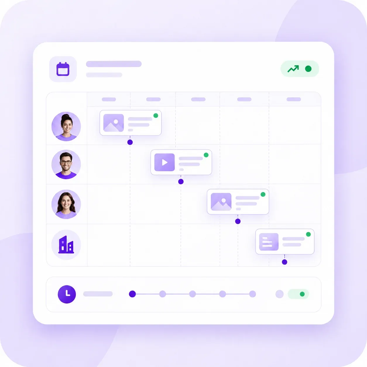 Personal profiles and company pages sharing one publishing calendar