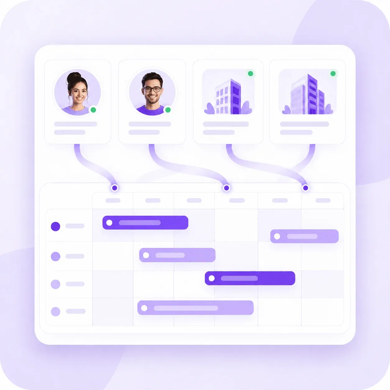 Company pages and personal profiles coordinated on one calendar