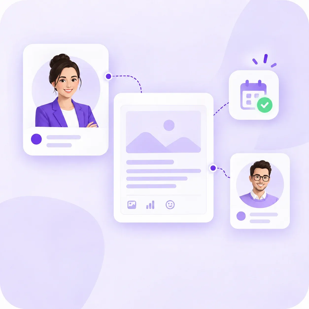 Executive post drafted and scheduled with a marketing collaborator